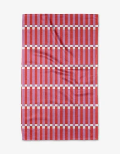 GEOMETRY Stripe Block - Pink Red Tea Towel