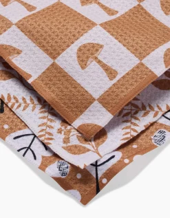 GEOMETRY Vines Acorns And Mushrooms Dishcloth Set