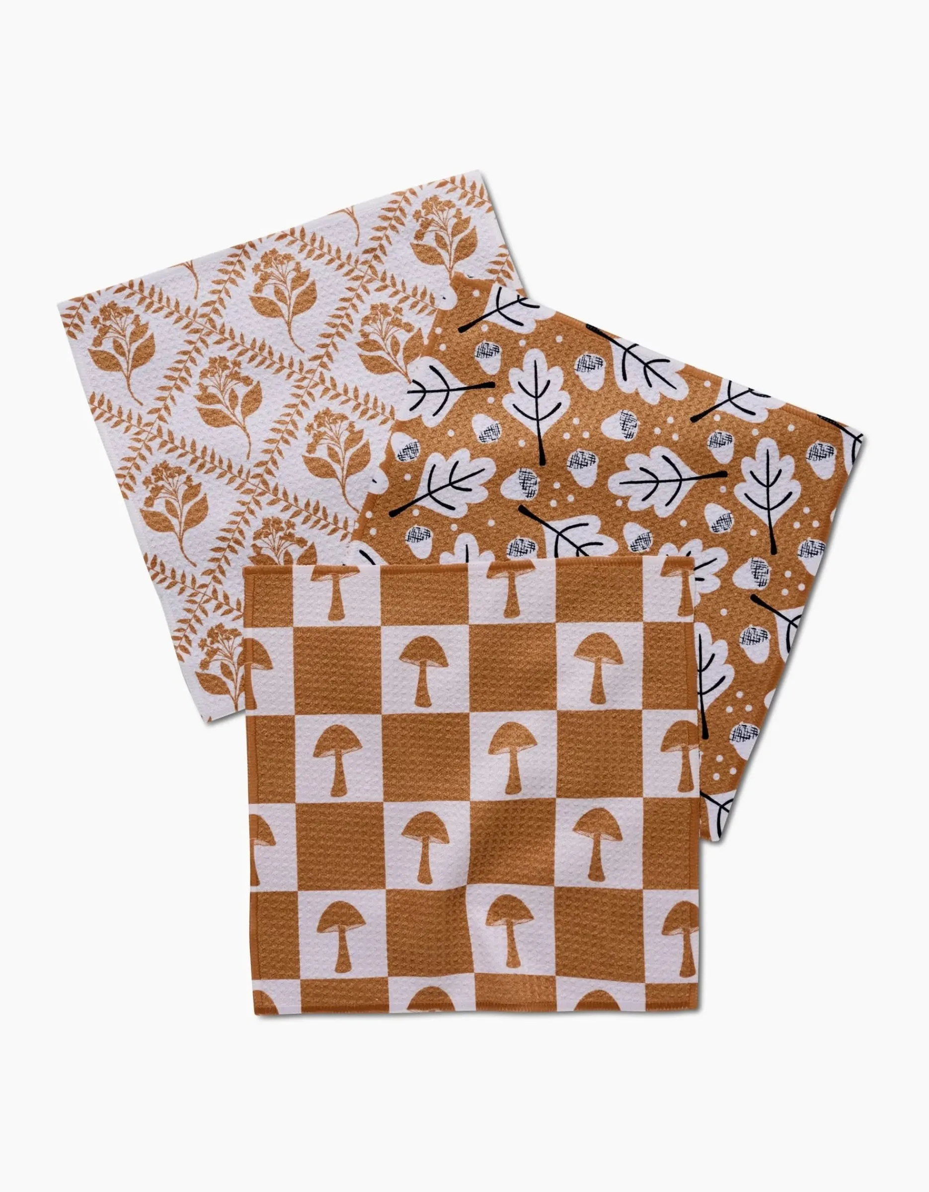 GEOMETRY Vines Acorns And Mushrooms Dishcloth Set
