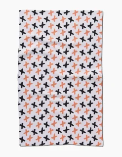 GEOMETRY X Marks The Spot Orange Tea Towel