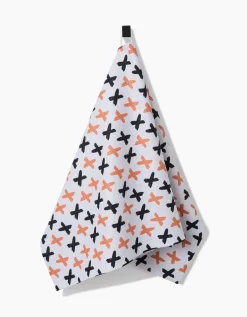 GEOMETRY X Marks The Spot Orange Tea Towel